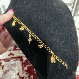 Gold Tone Ballet Ballerina Charm Bracelet Recital Dancer Gift